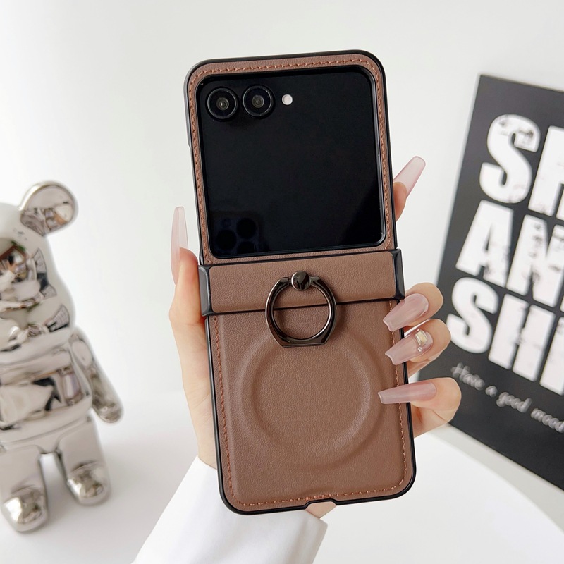 Phone Cases With Magnet - Casing Ponsel Kulit dengan Ring Holder