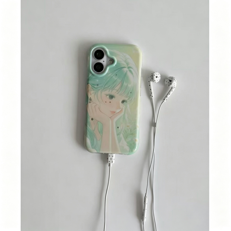 Phone Cases Green - Casing Ponsel Motif Gadis Anime Jepang