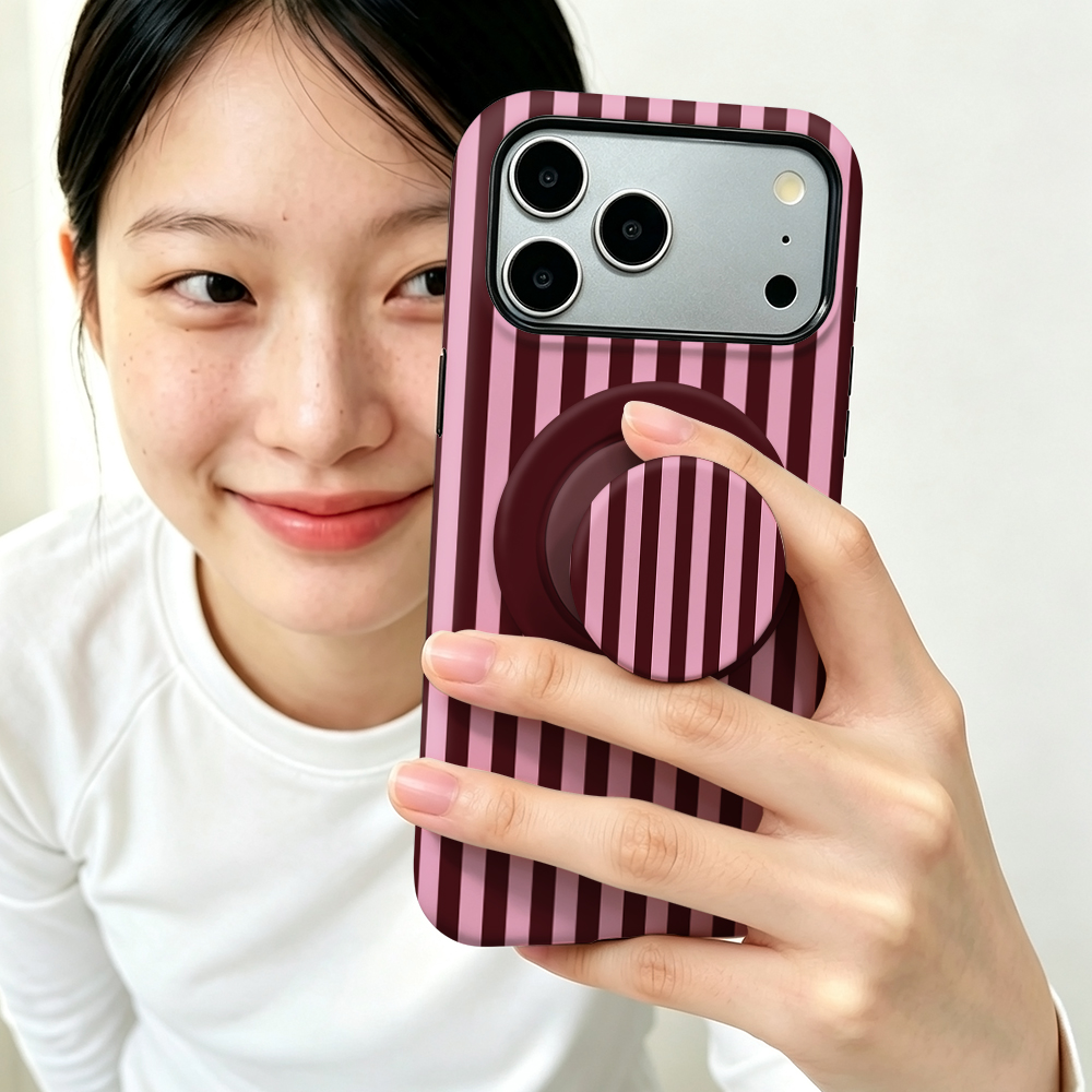 Phone Cases With Magnet - Casing Magnetik Bergaris Untuk iPhone 17
