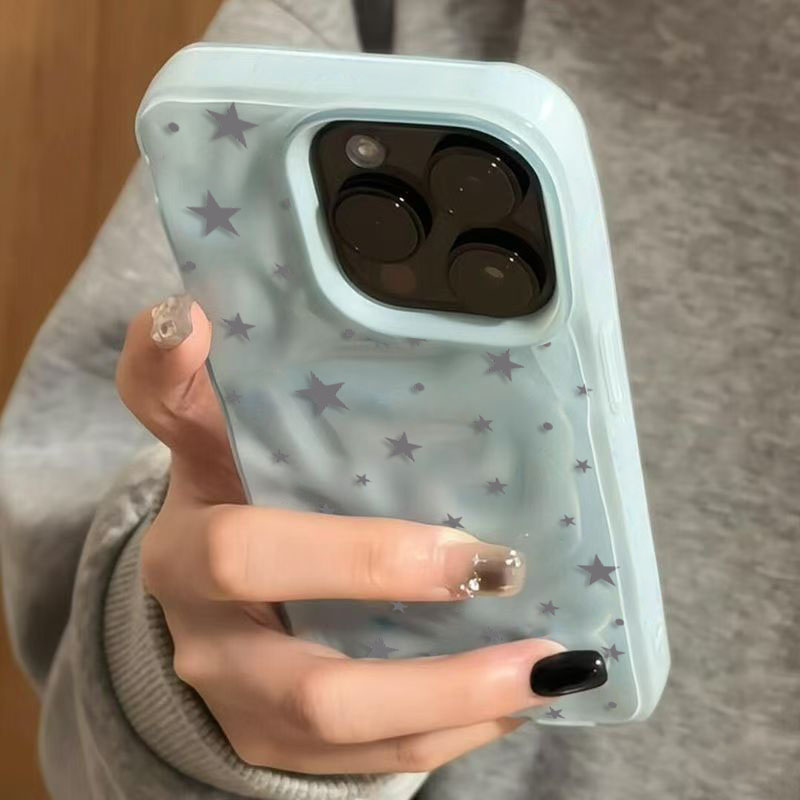 Phone Cases Green - Casing Ponsel Minimalis Bertekstur Gelombang Bintang
