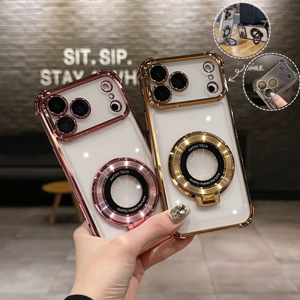 Casing Dudukan Cerah Berlapis  - Phone Cases With Magnet ulasan dan harga